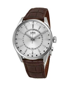 Oris Men's Artix Pointer Moon 42mm Brown Leather Band Steel Case Automatic Analog Watch 76176914051LS