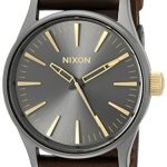 Nixon Sentry 38 Leather A377595-00. Gunmetal and Gold Men's Watch (38mm. Gunmetal/Gold Watch Face. 21mm Leather Band)