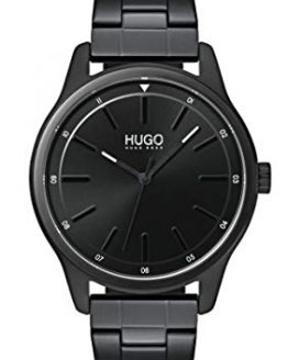 Hugo Men's #Dare Quartz Black IP and Black IP Bracelet Casual Watch, Color: Black (Model: 1530040)