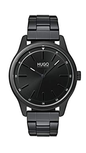 Hugo Men's #Dare Quartz Black IP and Black IP Bracelet Casual Watch, Color: Black (Model: 1530040)