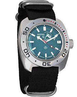 Vostok Amphibian Scuba Dude Automatic Mens WristWatch Self-winding Military Diver Amphibia Ministry Case Wrist Watch #710059 (black)