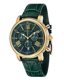Thomas Earnshaw Men's LONGCASE 43 Stainless Steel Swiss-Quartz Watch with Leather Strap, Green, 20 (Model: ES-0016-09)