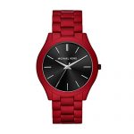 Michael Kors Men's Slim Runway Quartz Watch with Stainless Steel Strap, Red, 22 (Model: MK8712)