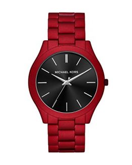Michael Kors Men's Slim Runway Quartz Watch with Stainless Steel Strap, Red, 22 (Model: MK8712)