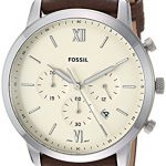 Fossil Men's Neutra Chrono Stainless Steel Quartz Watch with Leather Calfskin Strap, Brown, 22 (Model: FS5380)