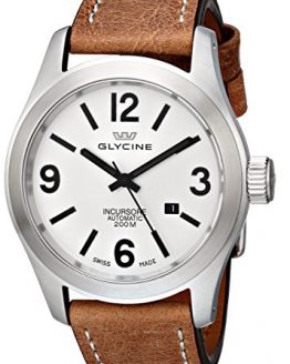 Glycine Men's 3874-11-LB7BH "Incursore" Stainless Steel Automatic Watch with Brown Leather Band