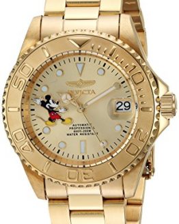 Invicta Men's Disney Limited Edition Automatic-self-Wind Watch with Stainless-Steel Strap, Gold, 20 (Model: 24756)