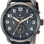 Tommy Hilfiger Men's Casual Stainless Steel Quartz Watch with Leather Strap, Black, 22 (Model: 1791426)