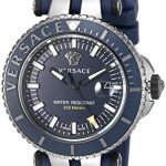 Versace Men's 'V-Race' Swiss Quartz Stainless Steel and Silicone Casual Watch, Color:Blue (Model: VAK020016)