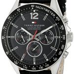 Tommy Hilfiger Men's 1791117 Sophisticated Sport Watch With Black Leather Band