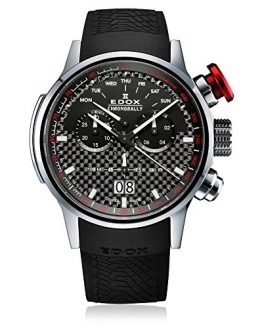Edox Men's 38001 TIN NIN Chronorally Analog Display Swiss Quartz Black Watch