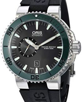 Oris Automatic Black Dial Stainless Steel Black Rubber Mens Watch 743-7673-4157