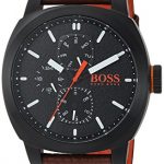 HUGO BOSS Men's Cape Town Stainless Steel Quartz Watch with Leather Strap, Brown, 22 (Model: 1550028)