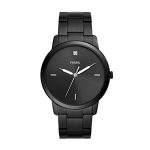 Fossil Men Minimalist Carbon Series Quartz Stainless Steel Diamond Accent Dress Watch, Color: Black (Model: FS5455)