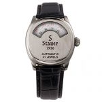 Stauer Men's Dashtronic Watch with Genuine Black Leather Band and Automatic Movement from 1930.