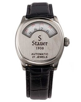 Stauer Men's Dashtronic Watch with Genuine Black Leather Band and Automatic Movement from 1930.