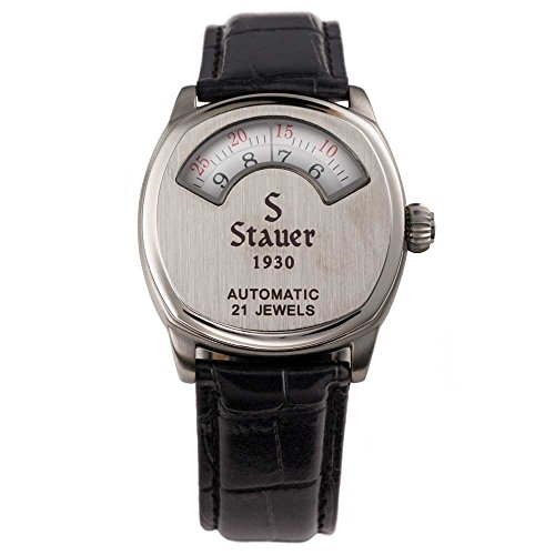 Stauer Men's Dashtronic Watch with Genuine Black Leather Band and Automatic Movement from 1930.