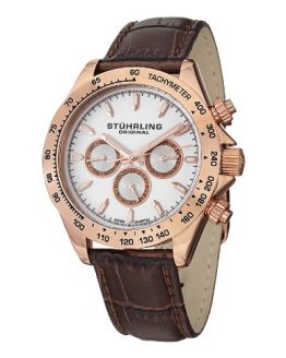 Stuhrling Original Men's 564L.03 Triumph Swiss Quartz Multifunction Rose Tone Watch