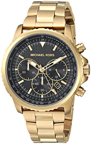 Michael Kors Men's Theroux Analog-Quartz Watch with Stainless-Steel-Plated Strap, Gold, 18 (Model: MK8642)