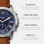 Fossil Q Men's Grant Stainless Steel and Leather Hybrid Smartwatch, Color: Silver-Tone