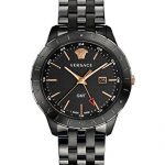 Versace Men's Business Slim Quartz Watch with Stainless-Steel Strap, Black, 21 (Model: VEBK00618)
