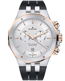 Edox Men's Delfin Stainless Steel Quartz Watch with Rubber Strap, Black, 24 (Model: 10110 357RCA AIR)