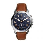 Fossil Q Men's Grant Stainless Steel and Leather Hybrid Smartwatch, Color: Silver-Tone
