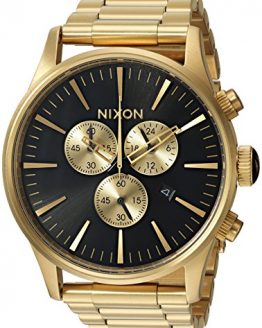 Nixon Men's Sentry Chrono Japanese-Quartz Watch with Stainless-Steel Strap, Gold, 20 (Model: A386510-00)