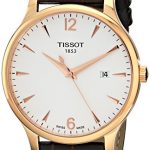 Tissot Men's Analog Quartz Brown Leather Strap Silver Dial Watch