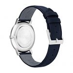Hugo Men's #Exist - Ultra Slim Quartz Stainless Steel and Leather Strap Casual Watch, Color: Blue