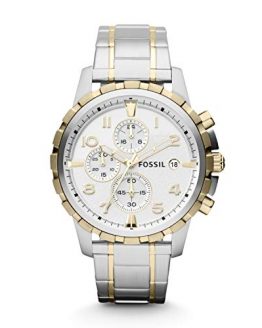 Fossil Men's Dean Quartz Two-Tone Stainless Steel Chronograph Watch Silver, Gold (Model: FS4795)
