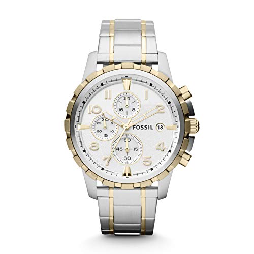 Fossil Men's Dean Quartz Two-Tone Stainless Steel Chronograph Watch Silver, Gold (Model: FS4795)
