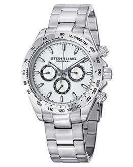 Stuhrling Original Men's 564.01 Concorso Raceway Swiss Quartz Tachymeter Day and Date Stainless Steel Bracelet Watch