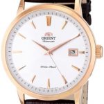 Orient Men's FER27003W0 "Symphony" Rose Gold ion plated solid Stainless Steel Watch with Brown Leather Band