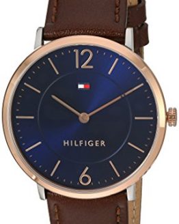 Tommy Hilfiger Men's Sophisticated Sport Stainless Steel Quartz Watch with Leather Strap, Brown, 20 (Model: 1710354)