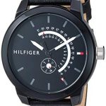 Tommy Hilfiger Men's Quartz Watch with Leather Calfskin Strap, Black, 18.8 (Model: 1791479)