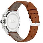 Hugo Boss Men's Grand Prix 46mm Brown Leather Band Steel Case Quartz White Dial Analog Watch