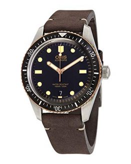 Oris Divers Sixty-Five Black Dial Leather Strap Men's Watch 73377074354LSDRKBRN