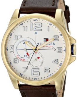 Tommy Hilfiger Men's 1791003 Stainless Steel Watch with Brown Leather Band