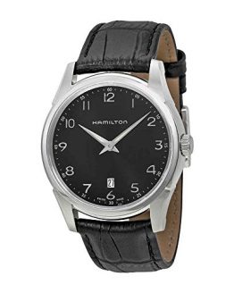 Hamilton Men's H38511733 "Jazzmaster" Stainless Steel Watch with Black Leather Band