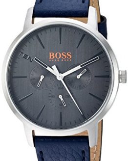 HUGO BOSS Orange Men's 'Copenhagen' Quartz Stainless Steel and Leather Casual Watch, Color:Blue (Model: 1550066)