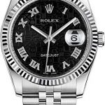 Rolex Datejust 36 Black Jubilee Design Roman Numeral Dial Watch 116234