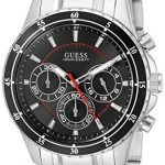 GUESS Men's U0676G1 Silver-Tone Chronograph Watch with Black Dial