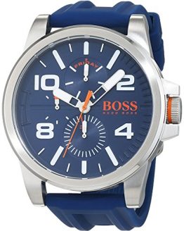 HUGO BOSS Men's Detroit Sport Stainless Steel Quartz Watch with Silicone Strap, Blue, 24 (Model: 1550008)