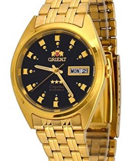 Orient #FAB00001B Men's 3 Star Standard Gold Tone Black Dial Automatic Watch