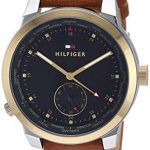 Tommy Hilfiger Men's Quartz Watch with Leather Calfskin Strap, Brown, 20 (Model: 1791553)