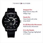 Tommy Hilfiger Men's Denim Quartz Watch with Silicone Strap, Black
