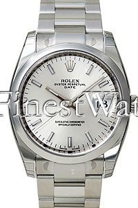 Rolex Date 34mm Blue Dial Stainless Steel Men's Watch 115200
