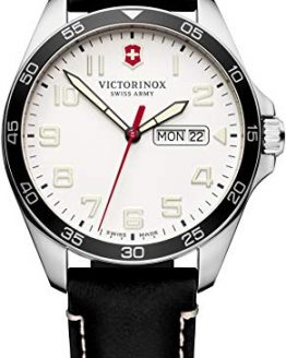 Victorinox Men's Fieldforce Stainless Steel Analog Quartz Watch with Leather Strap, Black, 21 (Model: 241847)