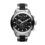 Armani Exchange Men's Black Silicone and Stainless Steel Watch